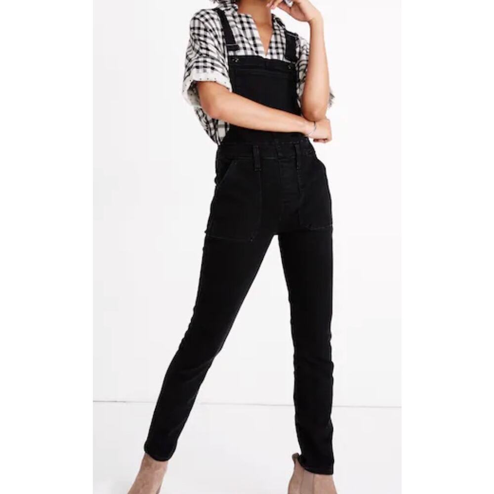 Black Madewell Tall Skinny Lunar Wash Overalls